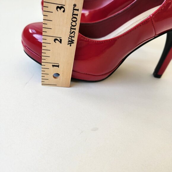 Pop Of Red Torrie Red Shiny Mary Jane Platform Heels City Classified Comfort 6M - Picture 11 of 14